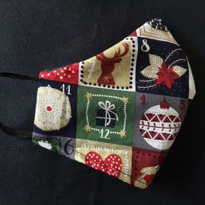 Adult Advent Calendar Christmas Handmade Face Mask Masque 100% Cotton Holidays